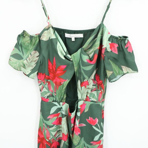 Lovers + Friends Kelly Satin Tropical Hot Tropics Floral Cut Out Shorts Romper S - Picture 4 of 6